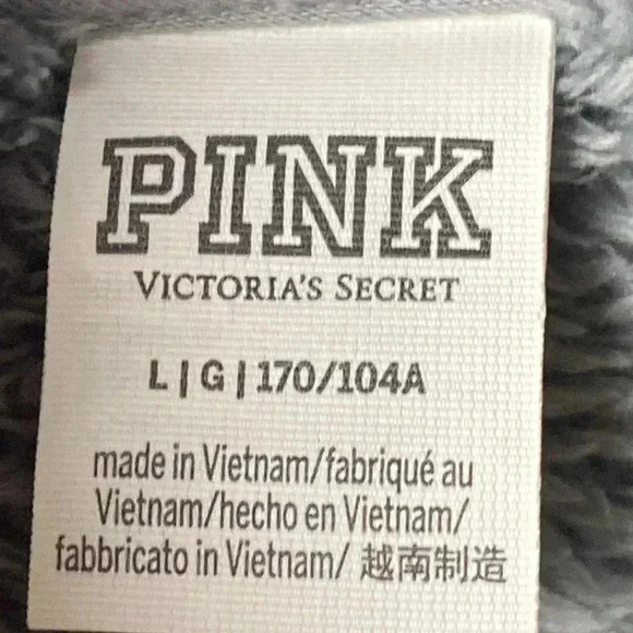VICTORIA SECRET PINK WOMENS SIZE LARGE GRAY PLUSH ZIP FRONT TEDDY JACKET… - Picture 6 of 12